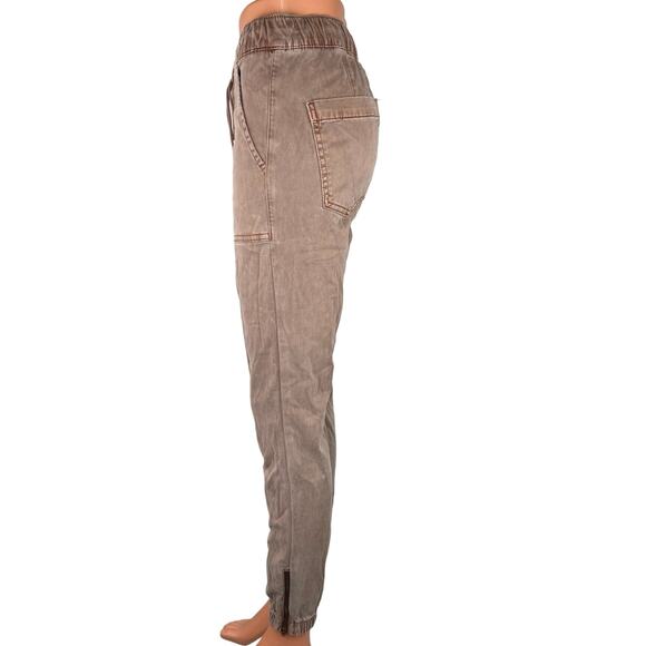 American Eagle Tan Beige Drawstring Cargo Skinny  Zip Utility Jogger Pants Sz 6 - Picture 2 of 5